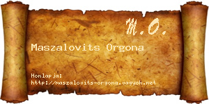 Maszalovits Orgona névjegykártya